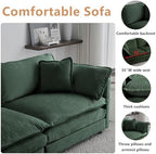 mikibama Modular Sectional Sofa, 111.5 Inch L Shaped Couch Set for Living Room, 3-Seater Comfy Cloud Couches with Movable Ottoman, DIY Combination, Chenille, Evergreen