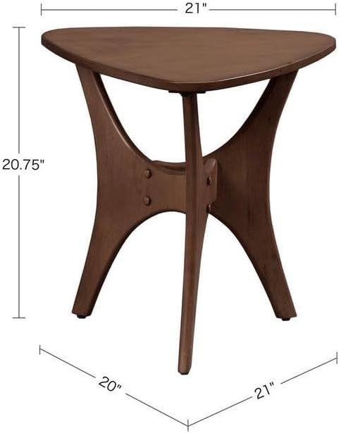 Starlight Canyon Home Solid Wood Mid Century Modern Side Table, Triangle Side Table with Rich Pecan Finish, Elegant Accent for Living Room Décor