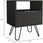 Nightstand, End Table, Side Table Single Door Cabinet, Hairpin Legs -Black,for Small Spaces