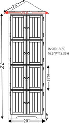 Corner Pantry Cabinet 4-Tier Oak MDF 72H 8 Doors | MDF construction, oak finish, corner pantry cabinet, 8 doors, 4 shelves, 24.4W x 12.2D x 72H