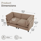 Iroomy Modular Sectional Sofa, Oversized Chenille Cloud Couch, Deep Comfy Seat, 2-Seater Sofas Couches for Living Room, Khaki