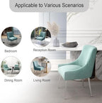 Dining Chairs Modern Style Velvet Upholstered Accent Chair Vanity Chair with Vertical Bar Tufted Chair with Silver Legs Set of 8 for Living Room,Dining Room,Bedroom