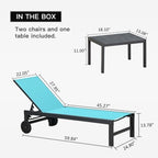 PURPLE LEAF Pool Chaise Lounge with Wheels, Fade-Resistant, Turquoise Blue | Quick-dry Fade-resistant Babric, Rust-proof Frame, 5-position Recline, Wheels for Easy Move, Support To 270 Lbs, Use for Pool