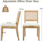 French Dining Chairs Set of 6,Farmhouse Upholstered Linen Chairs with Rattan Square Backrest,Solid Wood Legs,for Living Room,Kitchen,Restaurant,Beige