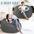 4FT Bean Bag Chair with Ultra Soft Velvet Cover Bean Bag Sofa with Memory Foam Bean Bag Chairs with Large Size Lazy Sofa for Dorm Office Living Room Bedroom Grey 4' | Bean Bags with Memory Foam Filled,Bean Bag Sofa with Handy Pocket&Handle for Classroom