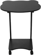 Portable Mobile Desk Side Table with Wheels, C Shaped White End Table for Bedrooms, Living Rooms, Offices, Reception Rooms, Panda Shaped Desktop