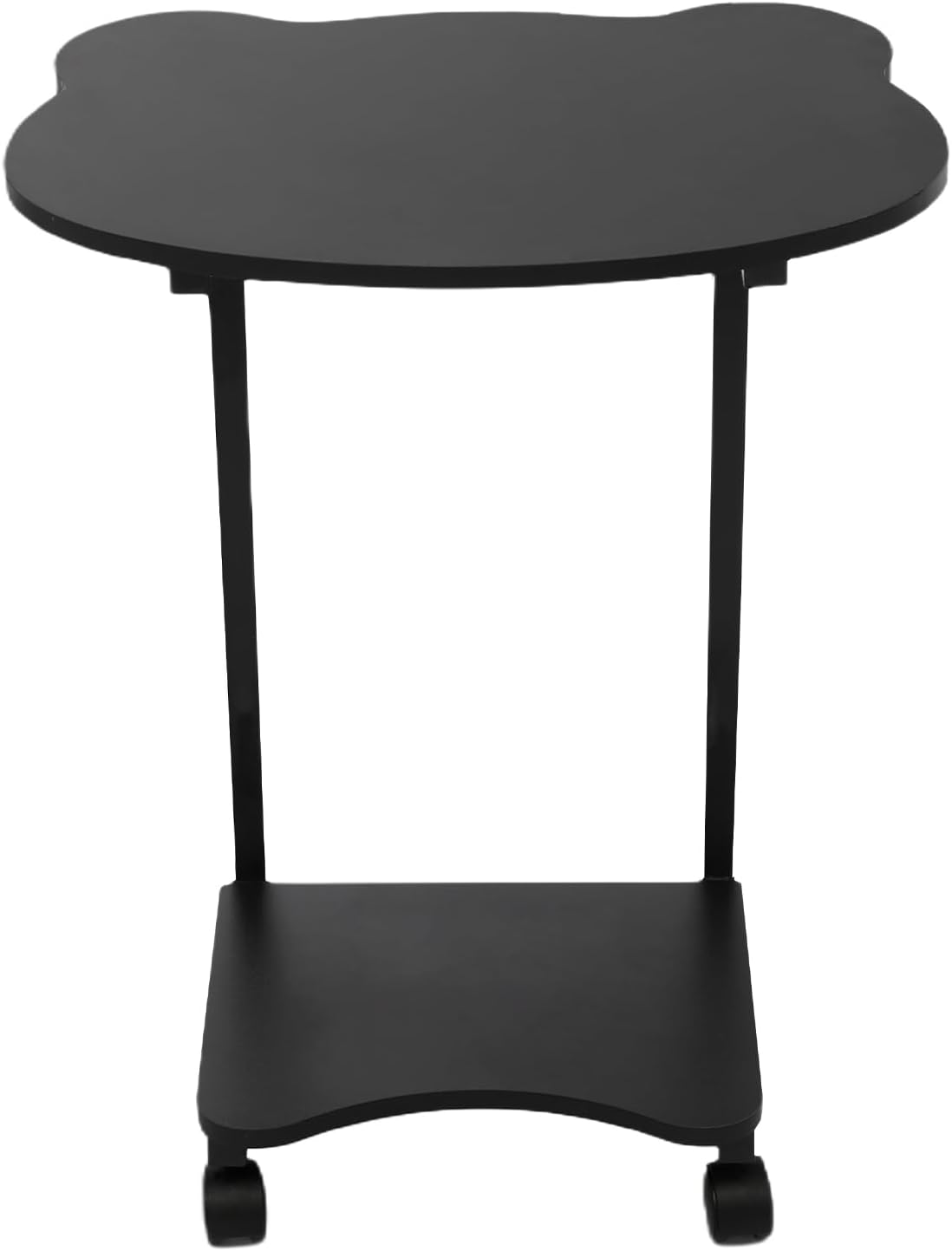 Portable Mobile Desk Side Table with Wheels, C Shaped White End Table for Bedrooms, Living Rooms, Offices, Reception Rooms, Panda Shaped Desktop