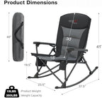 Rocking Camping Chair for Adults, Portable Chairs with Cup Holder and Side Pocket, Outdoor Folding Rocker Chair (Black)