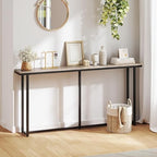 Yaheetech 63" Narrow Console Table Behind Couch & Entryway, Gray | Slim Sofa & Hallway Table, Metal Frame, Engineered Wood Top, Holds Lamps & Plants, Wall Anchors & Adjustable Feet, Easy Setup