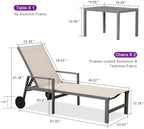 PURPLE LEAF Chaise Lounge Outdoor Set for 2 with Armrest, Khaki | All-aluminum supportive armrests, effortless sitting & standing transitions, stylish design, ultimate outdoor leisure