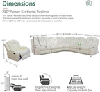 Power Recliner Sofa Sectional Sofa with LED Light for Living Room, Air Leather Reclining Corner Sectional Sofa Set, Cup Holder, Storage Console for Home Theater Seating (Ivory White, Sectional+Chair)