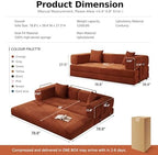 MoonSpeak 78.8'' Futon Sofa Bed, Couches for Living Room | Corduroy Convertible Futon Sofa Bed with Storage Pocket, Modular Sleeper Couch in a Box, No Assembly (Rust Red)
