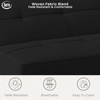 Serta® Rane Futon Sofa Bed 66.1", 3-in-1 Convertible Couch Sleeper for Small Spaces, Tufted Back, Twin Size Guest Bed, Black Woven Fabric