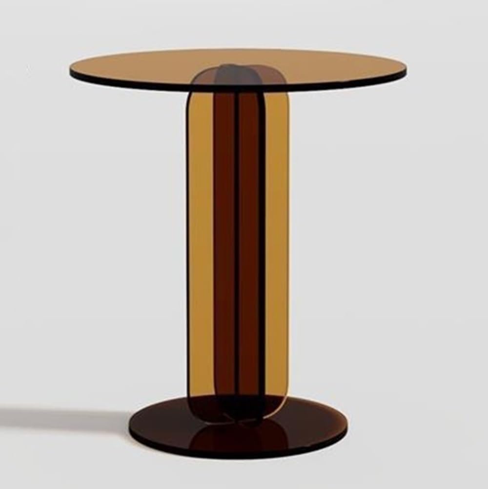 Modern Clear Acrylic Round Side Table, Small Coffee Table, Multi-Purpose End Tables for Living Room, Bedroom, Office(Brown)