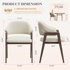 MALOL Wooden Dining Chairs Set of 4, Modern Fabric Upholstered Dining Room Chair, Kitchen Side Chairs, Farmhouse Dinner Chair with Curved Open Back for Kitchen, Beige