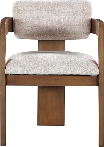 Meridian Furniture Sacha Linen Blend Dining Chair, Beige, Set of 2 | Dining Chair Crafted With Art Deco Fluted Wood, Linen Textured Fabric, And An 18.75" Seat Height: 11093Beige-C