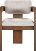 Meridian Furniture Sacha Linen Blend Dining Chair, Beige, Set of 2 | Dining Chair Crafted With Art Deco Fluted Wood, Linen Textured Fabric, And An 18.75" Seat Height: 11093Beige-C