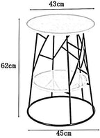 Telephone Table, Round Side Table Marble Sofa Telephone Table Corner Table Coffee Table 2 Tier Snack Table for Living Room Bedroom Balcony，16.9''x24.4''(Color:Black)