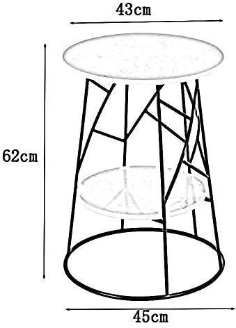 Telephone Table, Round Side Table Marble Sofa Telephone Table Corner Table Coffee Table 2 Tier Snack Table for Living Room Bedroom Balcony，16.9''x24.4''(Color:Black)