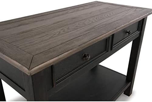 Signature Design by Ashley Tyler Creek Farmhouse Console Table, 2 Drawers | Behind couch table, Solid and engineered wood and veneers, 22-inch deep display shelf, Farmhouse sofa table