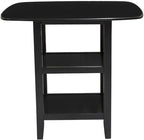 MAKLAINE 5 Piece Solid Wood Counter Height Dining Set, Black Finish, Table with 2 Shelves and 4 X-Back Chairs, Faux Leather Seat Upholstery, 39.5 in Table for Kitchen or Dining Room