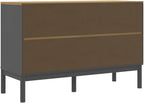Grey Solid Pine Wood Sideboard with Engineered Wood Construction, Modern Storage Furniture for Dining Room and Living Room, Spacious Drawers and Doors for Organization