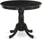 East West Furniture ANT-ABK-TP Antique Dining Room Table - a Round kitchen Table Top with Pedestal Base, 36x36 Inch, Wirebrushed Black