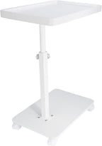 YYW Adjustable C-Shaped End Table with Removable Wheels & Convertible Base - 360° Swivel Height-Adjustable (17.7"-31.5") Sofa/Bedside Table, Minimalist Solid Colors for Modern Spaces (White)