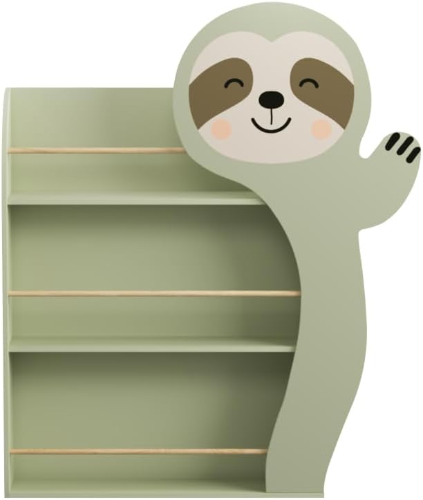 Kids Table and Chair Set with 2 Cute Sloth Chairs, Wooden Toddler Activity Table, Cute Animal Design Play & Study Set for Playroom (Sage Green)