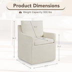 KISLOT Upholstered Dining Chairs Set of 1 with Washable Cover, Oatmeal | Modern Rolling Dining Room Chairs with Casters, Hidden Storage Seat, Linen Look Fabric, Padded Kitchen Accent Chairs