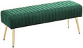 Modern Velvet Ottoman Bench Modern Upholstered Bedroom Benches Footrest Stool Indoor for Entryway Living Room Entryway(Green)