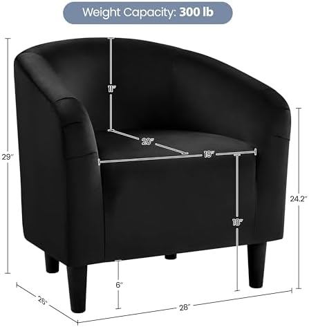 Yaheetech Compact Velvet Accent Chairs Set of 2 for Small Spaces, Black | Compact Cozy Barrel Chairs with a Curved Silhouette, Upholstered Furry Armchair for Small Spaces, Living Room Bedroom Corner