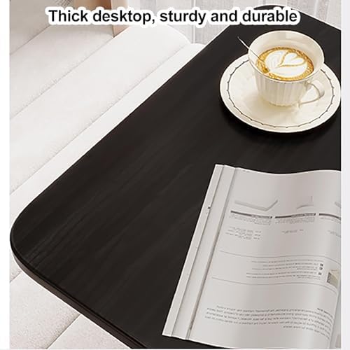 Black Floor Table with Storage - Heavy Duty Sofa Side Table, Low Accent End Table for Living Room & Balcony, Stylish & Functional Storage Solution