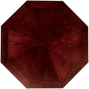 Furniture of America Deaton 48" x 48" Traditional 8-Sided Octagon-Shaped Wood Gaming Table with Inter-Changeable Top, Cupholder, Pedestal Legs, Assembly Required, in Cherry Finish