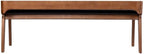 BOWERY HILL Modern Dining Bench, Rubberwood Frame, Chestnut Wire-Brush Finish, Brown Faux Leather Upholstery, 60" Wide, Seats 2, High-Density Foam Cushion, Kitchen or Dining Room Seating