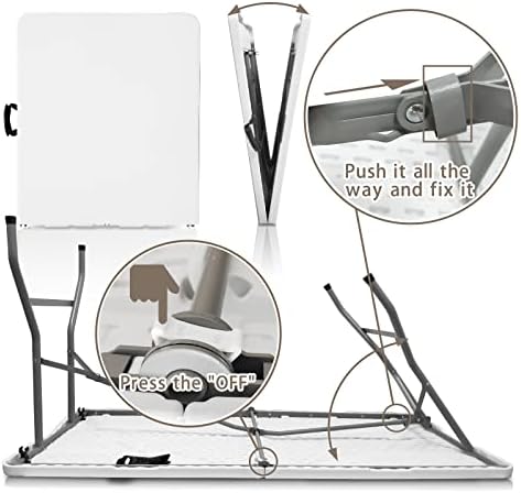 5FT Folding Table,Versatile Foldable Table,Portable | Utility folding table ideal for camping, picnics, parties, and indoor & outdoor events. Lightweight design, easy to store.