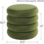 Flouki 19.5" Storage Ottoman Round, Vanity Stools for Bedroom, Velvet Pouf Ottoman with Removable Lid, Modern Ottomam Stool for Girls Women, Foot Stool for Living Room, Green