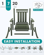 SERWALL Oversized Outdoor Rocking Chair Set of 2, HDPE Rocker for Adults, Patio Rocking Chairs for Porch, Avocado Green