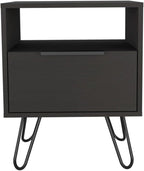 Nightstand, End Table, Side Table Single Door Cabinet, Hairpin Legs -Black,for Small Spaces