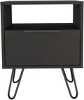 Nightstand, End Table, Side Table Single Door Cabinet, Hairpin Legs -Black,for Small Spaces