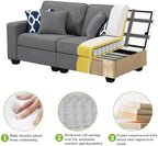Legend Vansen Oversized Modular Sectional Sofa,U/L‑Shaped Reversible Couch with Ottoman,Deep Seat Plush Polyester Sofa for Living Room,7‑Seater,Dark Grey