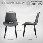 Dining Chairs Set of 4, Modern PU Leather Upholstered Dinner Chairs | Sturdy Metal Legs and Comfort Backrest, Armless Accent Side Chairs for Home Kitchen/Living Room/Restaurant (Dark Grey)