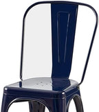 AC Pacific 18 Inch Seat Height Industrial Metal Dining Chairs, Stackable Kitchen or Bar Seat, Durable Modern Design, Versatile Accent Furniture, Set of 2, Dark Blue