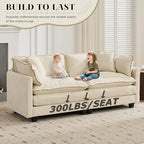 SoarFlash 77.95" Chenille L Shaped Modular Sofa with Ottoman,Beige