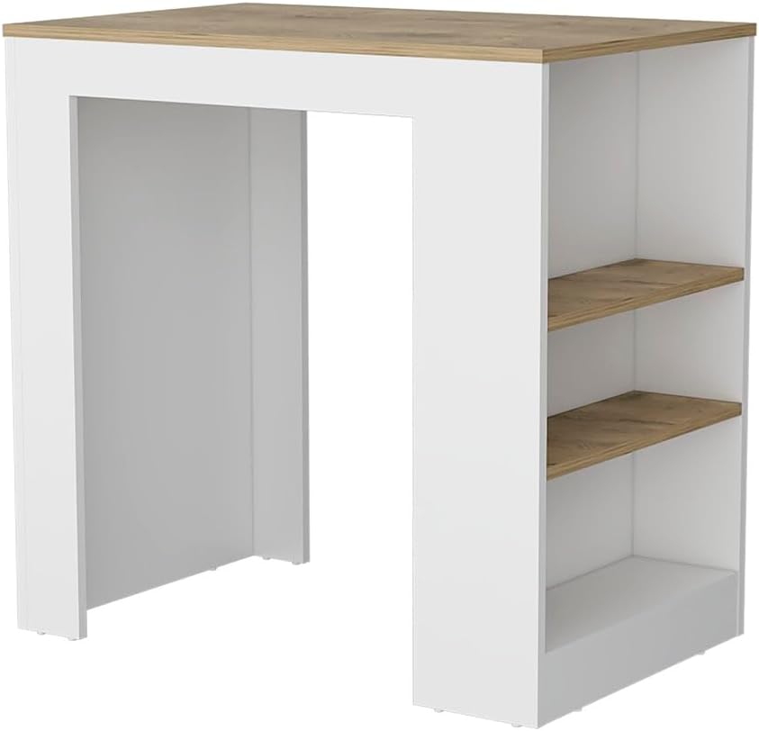 Kitchen Island with 3-Side Shelves Multicolor Engineered Wood | Includes three side shelves for storage and meal prep convenience