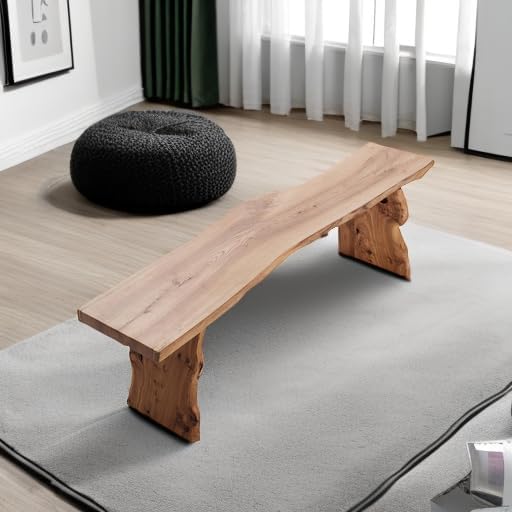 Elm Wood Dining Bench Bedroom BenchesIn Footrest Stool Accent Bench for Entryway Dining Room Living Room Bedroom End of Bed Long 63IN
