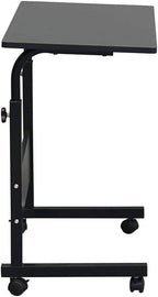 Side Table,Computer Desk with Wheels,Height Adjustable Rolling Potable Laptop Cart,C-Shaped Bed Couch End Tables with Baffle for Livingroom Bedroom (L)
