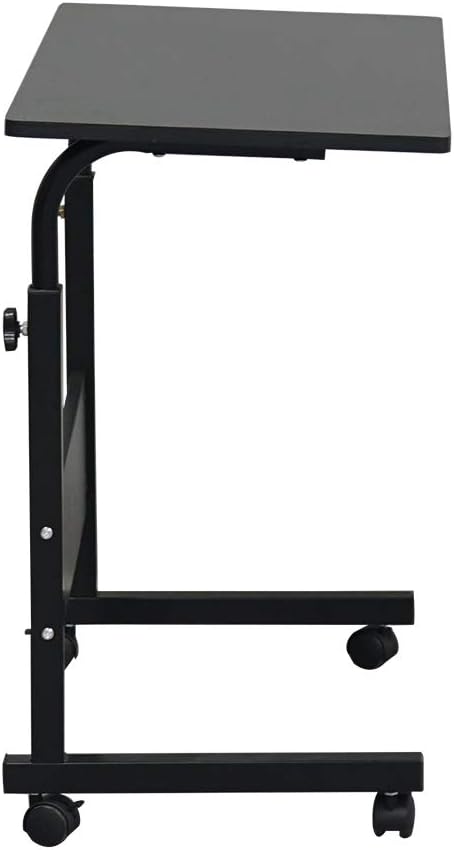 Side Table,Computer Desk with Wheels,Height Adjustable Rolling Potable Laptop Cart,C-Shaped Bed Couch End Tables with Baffle for Livingroom Bedroom (L)