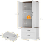 GarveeHome Kitchen Pantry Cabinet, Farmhouse Storage Cabinet with Barn Doors, Drawers and Adjustable Shelves, Versatile Storage for Kitchen, Dining Room, Rustic White