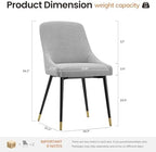 COLAMY LUMA Dining Chairs Set of 4, Upholestered Fabric Kitchen Dining Chairs with Metal Legs, Armless Accent Side Chair for Dining Room, Home, Light Gray